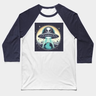 Grey Aliens in a UFO Baseball T-Shirt